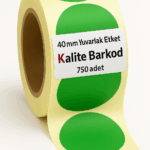 yeşil yuvarlak etiket 40 mm