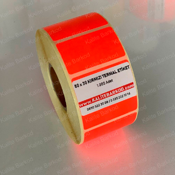 50x30 kırmızı barkod etiket
