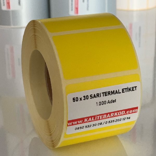 50x30 sarı temral etiket 50x30 sarı barkod etiket