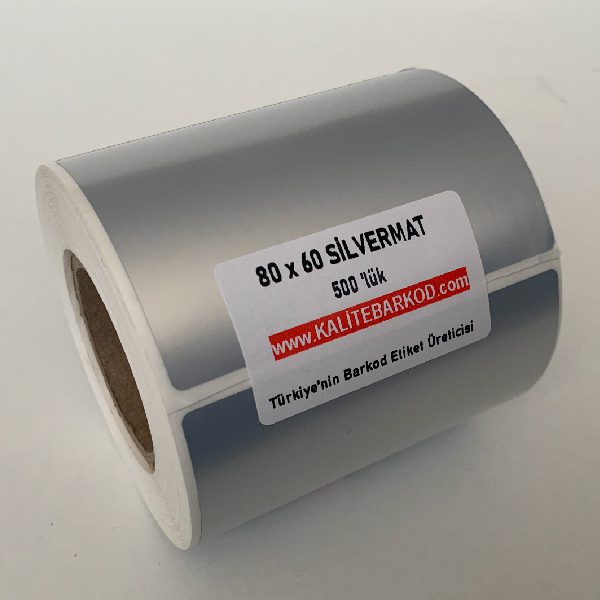 80X60 silvermat etiket 80x60 demirbaş etiketi