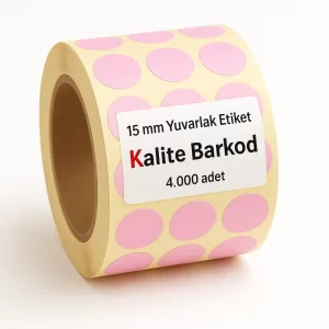 pembe yuvarlak etiket 15 mm
