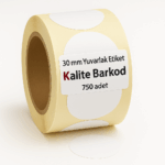 beyaz yuvarlak etiket 30mm