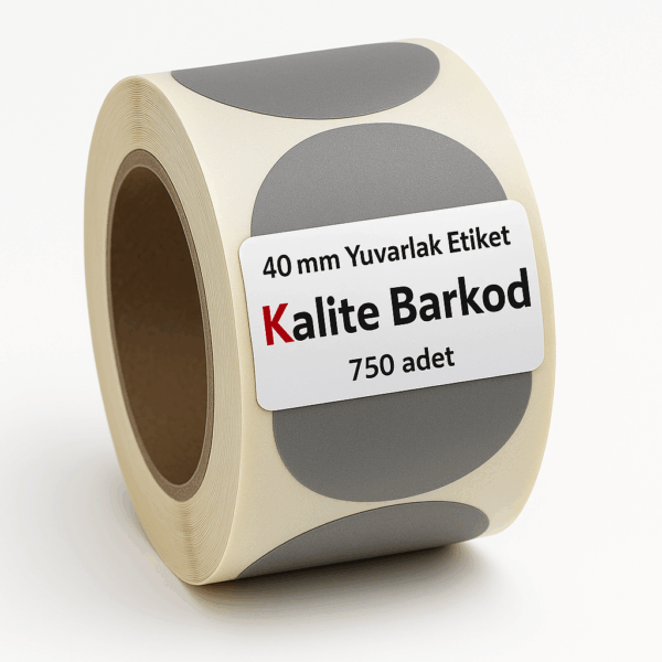 Yuvarlak etiket gri 40 mm Gri Yuvarlak Etiket 40 mm