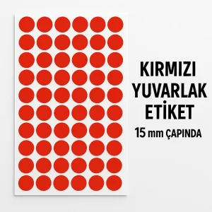 Yuvarlak Etiket 15 mm Kırmızı Renk
